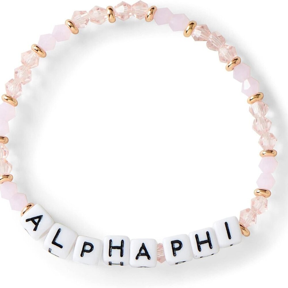 Sorority Jewelry Glass Bead Bracelet Alpha Phi Gold Accent Gifts